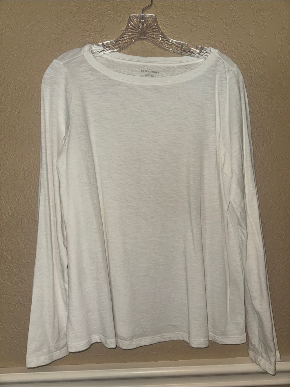 Eileen Fisher White Long Sleeve Crewneck Tee
